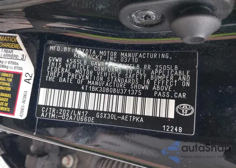 2011 Toyota Avalon Limited from USA, damaged, VIN 4T1BK3DB0BU371375